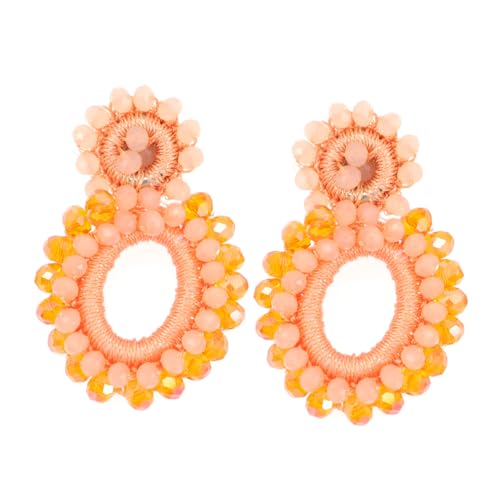 PartyKindom Boho Beaded Ohrhänger Damen Orange Gewebte Kreise Tropfen Leichte Sommerohrringe Kreative Schmuckaccessoires für Alltag Party Strand Dating Geschenk von PartyKindom