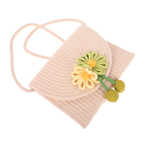 PartyKindom Boho Handtasche Damen Leichte Gewebte Schultertasche Sommer Strandtaschen Crossbody Bag mit Blumenmuster Beige Kompakt und Praktisch für Junge Mädchen von PartyKindom