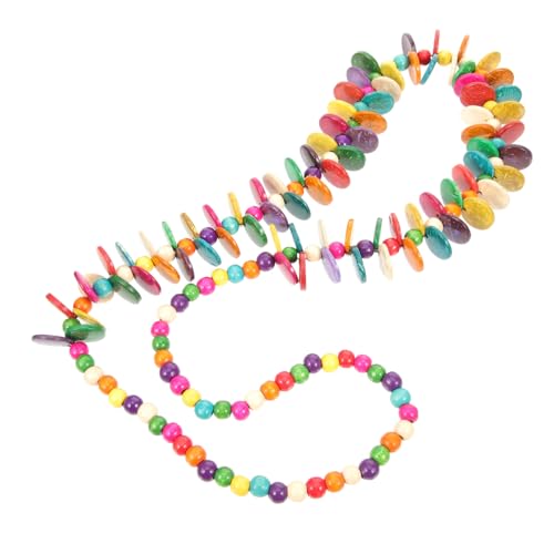 PartyKindom Boho Lange Bunte Perlenkette Damen Halskette aus Kokosnuss Muschel Schmuck für Party Alltag Modische Damenkette Vintage Ethno Stil von PartyKindom