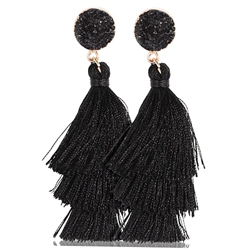 PartyKindom Boho Mehrlagige Quastenohrringe Damen Baumwollfransen Ohrhänger Leicht Langlebig Modisch für Alltag Strand Party Dating von PartyKindom