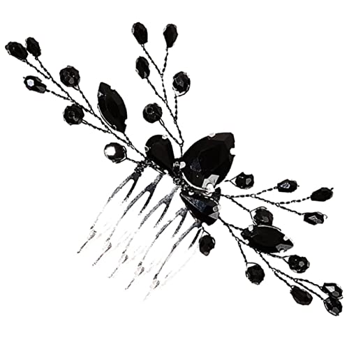 PartyKindom Schwarzer Haarkamm Mit Kristallen Eleganter Brautkopfschmuck Blüten-haarschmuck Für Hochzeiten Modisches Haaraccessoire Für Braut Und Brautjungfer Hochwertiger Hochzeitsschmuck von PartyKindom
