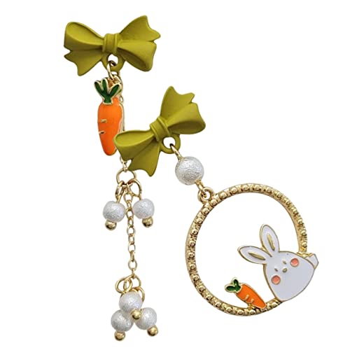 PartyKindom Bunny Drop Ohrringe Damen mit Karotten Anhänger Imitationsperlen Dangle Ohrstecker Asymmetrisch Modischer Schmuck für Ostern Geburtstag und Besondere Anlässe von PartyKindom