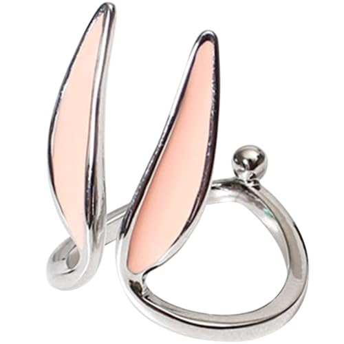 PartyKindom Bunny Ear Ring Damenring aus Kupfer Verstellbarer Offener Ring mit Niedlichem Hasenohren design Leichter Modeschmuck für Mädchen Modisches Accessoire für Alltag und Freizeit von PartyKindom