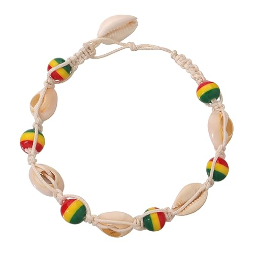 PartyKindom Bunte Holzperlen Fußkette mit Muschelschmuck Handgefertigte Boho Knöchelketten für Frauen Sommeraccessoire für Strandpartys und Besondere Anlässe von PartyKindom