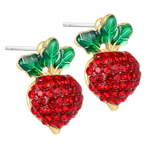 PartyKindom Bunte Karotten Ohrstecker Damen Ohrschmuck mit Strass Kreative Radieschen Form Langlebiges Legierungsmaterial Accessoires für Alltag Party und Festtage von PartyKindom