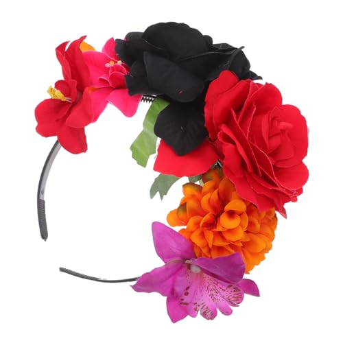PartyKindom Bunte Kunstblumen Haarreifen für Frauen und Mädchen Leichte Stoffblütenkrone für Festivals Partys Geburtstagsfeiern und Cosplay Kostüme von PartyKindom