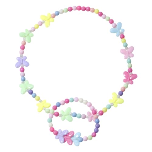 PartyKindom Bunte Schmetterling Kinderschmuck für Kleine Mädchen Acrylperlen Armband und Halskette Spielschmuck für Kindergeburtstag Party und Tägliches Tragen Attraktives Modeschmuck Zubehör von PartyKindom