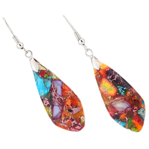 PartyKindom Bunte Tropfen Ohrringe Damen Boho Stil Stein Anhänger Schmuck Hängende Ohrstecker für Strand Party von PartyKindom