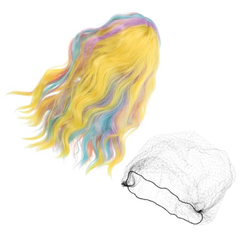 PartyKindom Bunte Wellige Perücke Damen Verstellbar Elastisch Mittelteil Cosplay Party Halloween Alltag Synthetische Hitzebeständige Welle Modische Farbverlauf Wigs von PartyKindom