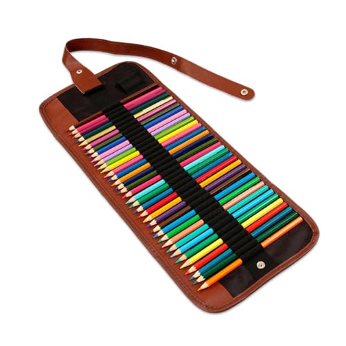 PartyKindom Canvas Federmäppchen mit Fächern Rollmäppchen für Buntstifte Leicht Platzsparend Waschbar für Kunststudenten und Schule Schwarzer Stiftehalter Organizer von PartyKindom