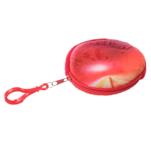 PartyKindom Cartoon Mini Geldbörse Rot Apfel Fuzzy Münzgeldbörse mit Schlüsselanhänger für Mädchen Lustiges Design für Aufbewahrung von Bargeld und Kleinigkeiten von PartyKindom