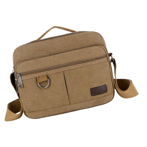PartyKindom Casual Messenger Bag Herren Khaki Canvas Schultertasche Verstellbar Crossbody Satchel Alltagstasche Langlebig Vielseitig für Freizeit und Arbeit von PartyKindom