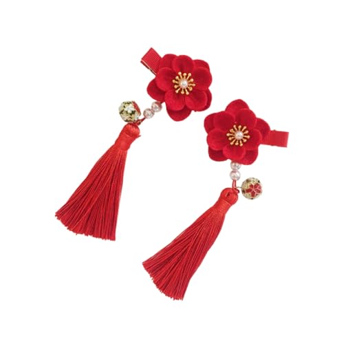 PartyKindom Chinesische Haarklammer für Mädchen Rote Quasten Traditioneller Haarclip im Han Stil Niedlicher Haarschmuck für Einfach zu Befestigen Passend zu Kleidung von PartyKindom