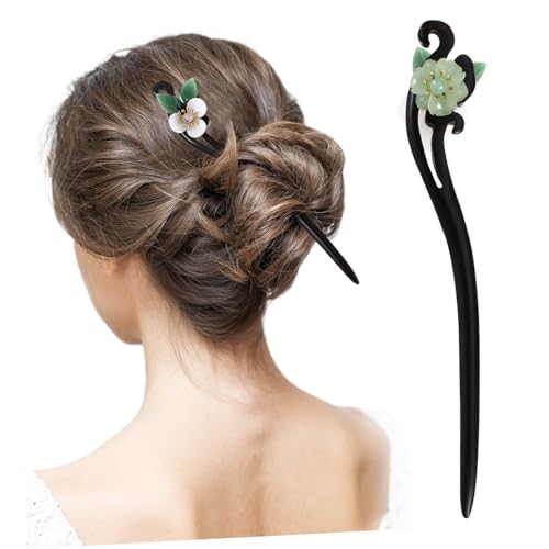 PartyKindom Chinesische Haarnadel aus Schwarzem Vintage Haarstab mit Blumenmotiv Handgefertigt Langlebiger Haarschmuck für Damen Geeignet für Alltag und Besondere Anlässe von PartyKindom