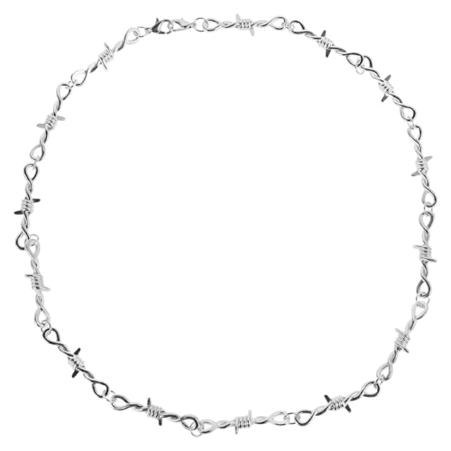PartyKindom Chunky Metall Stacheldraht Halskette Punk Goth Unisex Choker für Männer und Frauen Bequemer Sitz Markanter Schmuck im Hip hop Stil Einzigartiges für Individuelle Outfits von PartyKindom