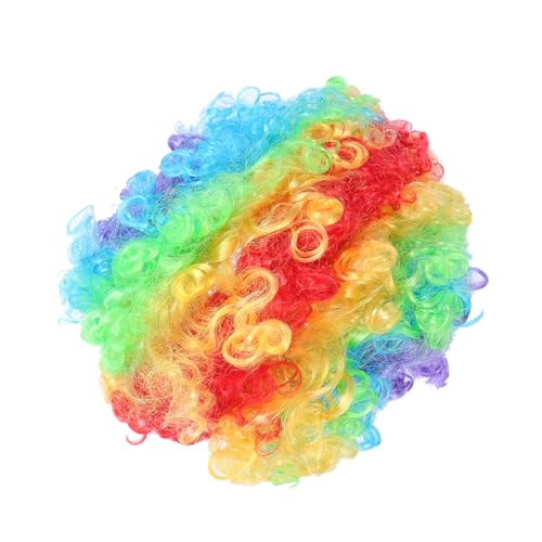 PartyKindom Flauschige Clown Perücke für Karneval Cosplay und Partys Lustige Gewellte Haarperücke für Clowns und Kinder Farbenfroh und Leicht von PartyKindom