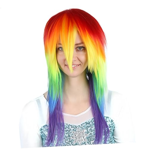 PartyKindom Cosplay Perücke Gradient Farbverlauf Lange Synthetische Hochtemperaturfaser Wig für Party Bühne Fans von PartyKindom