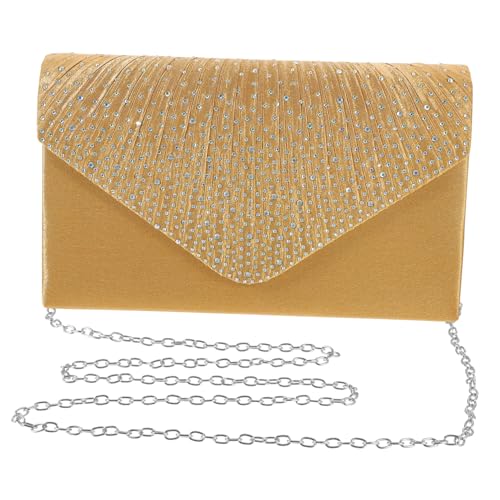PartyKindom Damen Abend Clutch mit Strassverzierung Eleganter Umschlag Handtasche für Hochzeiten Partys und Festlichkeiten Goldfarbene Abendtasche für Kleine Essentials PartyKindom Damen Abend Clutch mit Strassverzierung Eleganter Umschlag Handtasche für Hochzeiten Partys und Festlichkeiten Goldfarbene Abendtasche für Kleine Essentials von PartyKindom