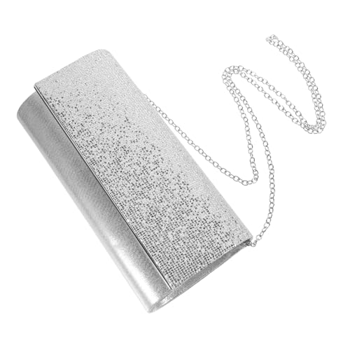 PartyKindom Damen Abendtasche Pailletten PU Handtasche Große Kapazität Hochzeit Clutch Silber für Festliche Anlässe Abendveranstaltungen Bankett Cocktailparty von PartyKindom