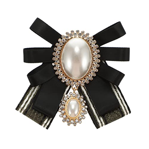 PartyKindom Damen Brosche Schleife mit Perlen Dekorative Stoff Breast Pin Eleganter Schmuck für Blusen und Festliche Kleidung Leichtes Design für Hochzeiten und Alltag von PartyKindom