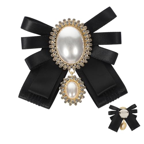 PartyKindom Damen Brosche mit Perlen Schleifenanstecknadel Glänzende Strass Dekoration Krawatte für Kleidung Hochzeits und Festtagsaccessoire von PartyKindom