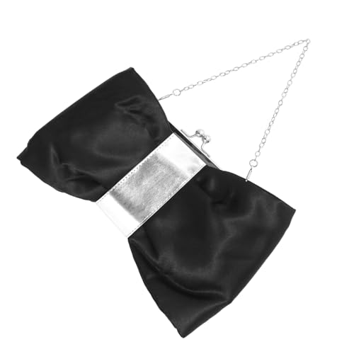 PartyKindom Damen Clutch PU mit Schleifen Design Schwarze Abendtasche mit Kettenriemen Große Kapazität für Hochzeit Party und Bankett Stilvolle Handtasche für Festliche Anlässe von PartyKindom