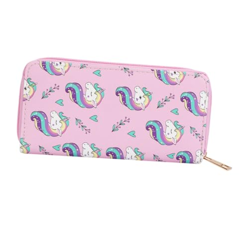 PartyKindom Damen Geldbörse Lang mit Einhorn Motiv aus robustem PU Material Geräumige Fächer für Karten und Münzen Leicht und platzsparend für Schule Arbeit und Alltag von PartyKindom