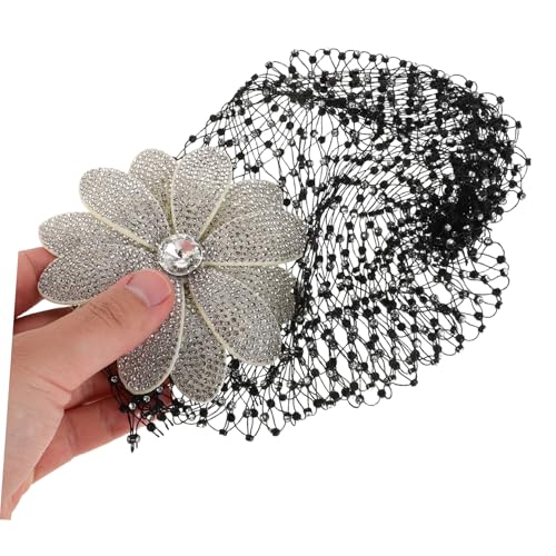 PartyKindom Damen Haarspange mit Funkelnden Strasssteinen Vintage Inspirierte Mesh Haube mit Blumenmuster Atmungsaktiv und Bequem für Hochzeiten Feiern und Formelle Anlässe von PartyKindom