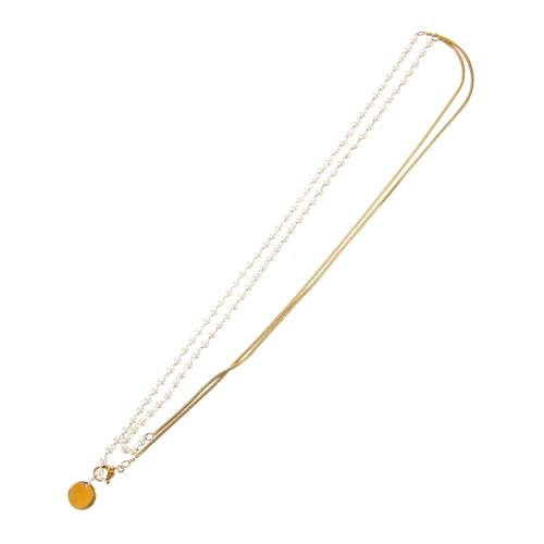 PartyKindom Damen Halskette Doppellagig mit Perlen Clavicle Kette aus Goldfarbenem Titanstahl Vintage Halskette Schmuck für Frauen Vielseitige Halsdekoration von PartyKindom