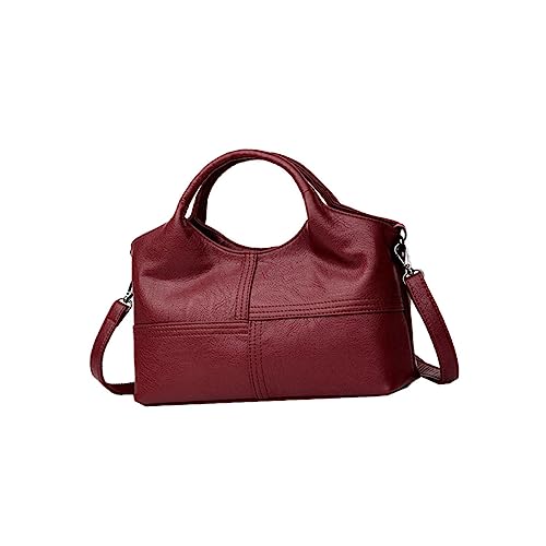 PartyKindom Damen Handtasche Große Kapazität Vintage Schultertasche Weiches PU Elegant Mode Umhängetasche Weinrot Für Büro Alltag Multifunktional Leicht Tragbar von PartyKindom