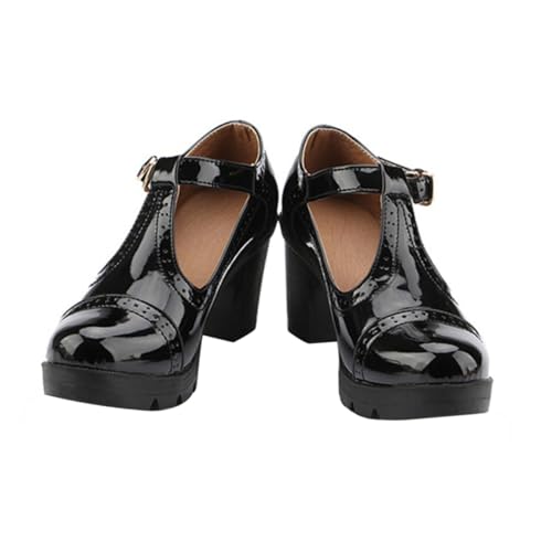 PartyKindom Damen High Heels Schuhe Rundkopf Chunky Absatz Komfortabel Arbeit Alltag Herbst Pumps Schwarz von PartyKindom