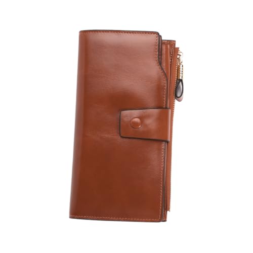 PartyKindom Damen Langbörse aus Retro mit Reißverschluss und Druckknopf Multifunktionale Geldbörse mit Münzfach Kartenfächern und Portabler Braune Handtasche für Alltag und Reisen von PartyKindom