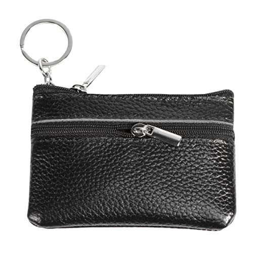 PartyKindom Damen Mini Geldbörse aus PU Material mit Reißverschluss Multifunktionale Münztasche für Schlüssel und Karten Leichte Praktische Kurzformat Brieftasche Schwarz von PartyKindom