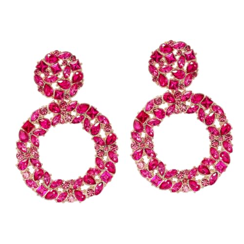 PartyKindom Damen Ohrhänger mit Mehrschichtigem Geometrischem Design mit Funkelnden Strasssteinen Statement Ohrringe Leicht und für Alltag und von PartyKindom