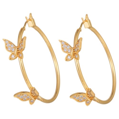 PartyKindom Damen Ohrringe Schmetterling Creolen Vollständig mit Strass Besetzt Leicht und Komfortabel Vielseitig für Hochzeiten Partys Alltag PartyKindom Damen Ohrringe Schmetterling Creolen Vollständig mit Strass Besetzt Leicht und Komfortabel Vielseitig für Hochzeiten Partys Alltag von PartyKindom
