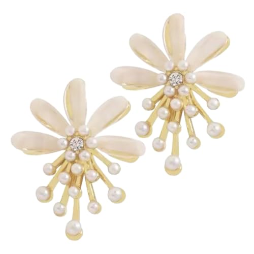 PartyKindom Damen Ohrringe mit Blumen Perlen Design Leichte Hängende Ohrhänger Modische Schmuckstücke für Alltag Party und Festliche Anlässe Perlenohrringe von PartyKindom