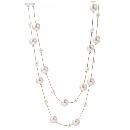 PartyKindom Damen Perlenkette Doppelter Layer Imitationsperlen Halskette Weiß Lange Modeschmuck Schmuckaccessoire Für Hochzeit Geburtstag Empfang Verlobung PartyKindom Damen Perlenkette Doppelter Layer Imitationsperlen Halskette Weiß Lange Modeschmuck Schmuckaccessoire Für Hochzeit Geburtstag Empfang Verlobung von PartyKindom