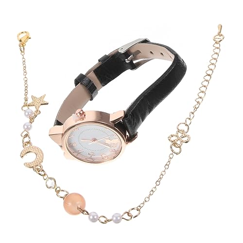 PartyKindom Damen Quartz Armbanduhr und Armband Set mit Lederband Stilvoll Langlebig Geeignet für Freizeit und Party Dekorativem Armband Perfektes für Weihnachten und Geburtstag von PartyKindom