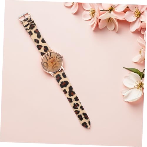 PartyKindom Damen Quarzuhr mit Rundem Zifferblatt und Pu lederarmband Präzises Uhrmodul Modischer Leoparden Print Eleganter Damenuhr für Alltag und Geschenkideen von PartyKindom