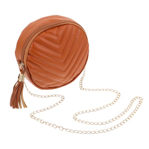 PartyKindom Damen Rund Umhängetasche mit Fransen Kompakte Crossbody Bag mit Verstellbarem Tragegurt Stilvolle Quasten Robustes Design für Freizeit und Vielseitige Anlässe Trendige Geldbörse von PartyKindom