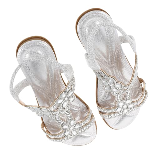 PartyKindom Damen Sandalen Sommer Strass Stilvolle Bling Schuhe mit Atmungsaktivem Design und Komfort Glitzernde Zuverlässige Freizeit sandalen für Strand und Alltag von PartyKindom