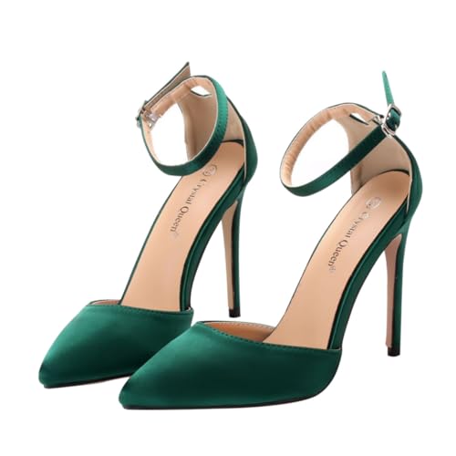 PartyKindom Damen Sandalen mit Spitzem Zehenbereich Schmalem Absatz und Grünem Design Hochwertige Damenschuhe für Business Party Abschlussball und Abendveranstaltungen von PartyKindom