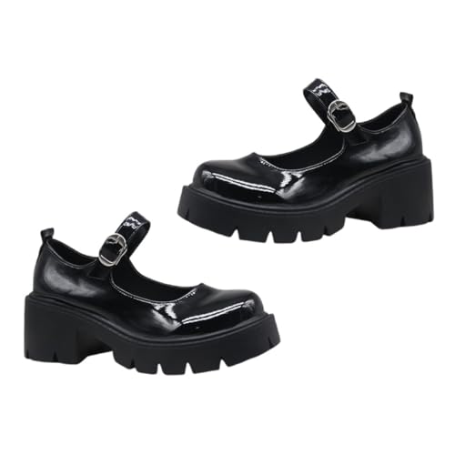 PartyKindom Damen Schuhe mit Klobigen Absätzen Runde Zehen PU Obermaterial Komfortabel und Modisch Geeignet für Frühling und Herbst Stilvolle Damenschuhe für Alltag und Büro von PartyKindom