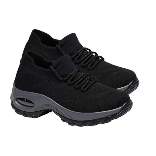 PartyKindom Damen Sneakers mit Dicker Sohle Atmungsaktiv Luftiges Langlebige Mesh Sportschuhe Leichte Freizeitschuhe für Alltag und Fitness von PartyKindom