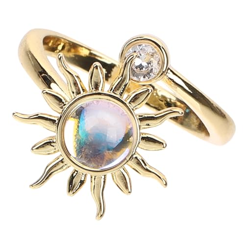 PartyKindom Damen Sonnenblume Fidget Ring Gold Offener Einstellbarer Finger Schmuck Modisch Geräuschlos Kreatives Design von PartyKindom