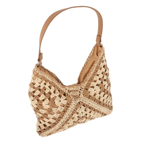 PartyKindom Damen Umhängetasche aus Gewebtem Material Leichte Strandtasche mit Robustem Langlebigem Design Vielseitig Einsetzbar für Alltag Urlaub und Shopping Praktische Einzel von PartyKindom