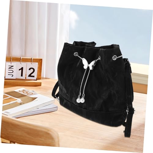 PartyKindom Damen Wasserfeste PU Bucket Bag Rucksack Umwandelbar Crossbody Tasche mit Ergonomischen Tragegurten für Alltag und Reise in Schwarz von PartyKindom