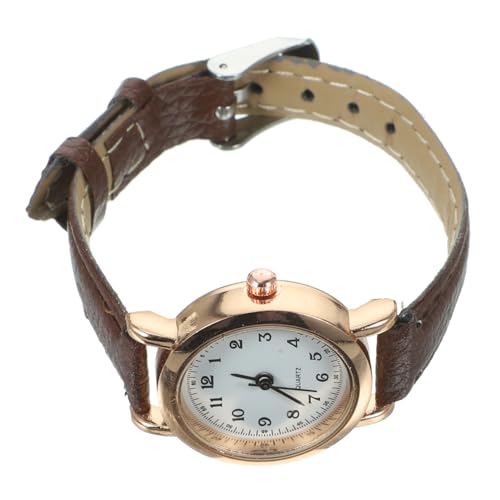 PartyKindom Kleine Braune Damenuhr Mit Lederarmband Digitale Armbanduhr Für Damen Kompaktes Design Robuste Metallkomponenten Modeaccessoire Für Alltag von PartyKindom
