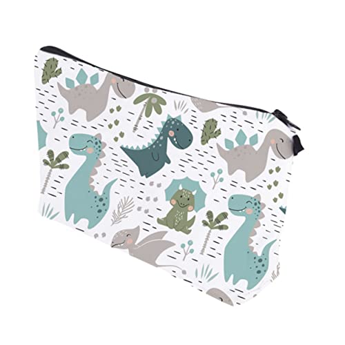 PartyKindom Dino Make up Tasche Für Damen Tragbare Kosmetiktasche Mit Großem Fassungsvermögen Polyester Niedliches Dinosaurier Muster Für Reisen Und Outdoor Aktivitäten von PartyKindom
