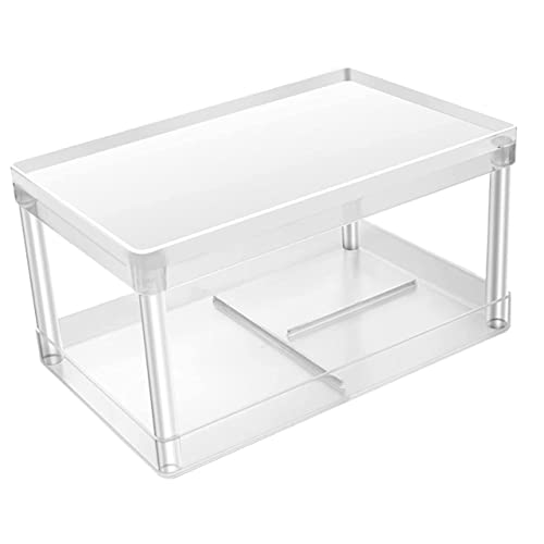PartyKindom Doppellagiges Abnehmbares Aufbewahrungsregal für Kosmetik und Kleinteile Transparenter Organizer für Schminktisch und Schreibtisch Modernes Desktop Regal zur Ordentlichen von PartyKindom